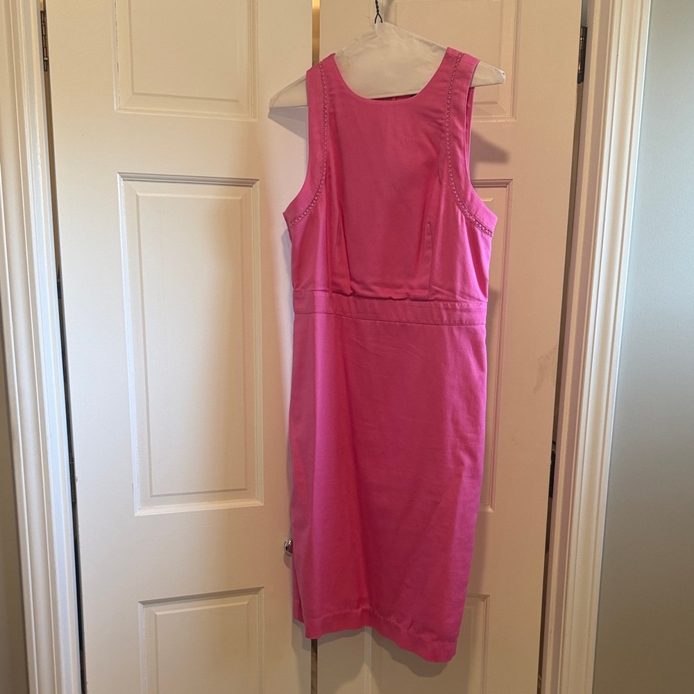 Ann Taylor Bright Pink Sleeveless Sheath  Dress